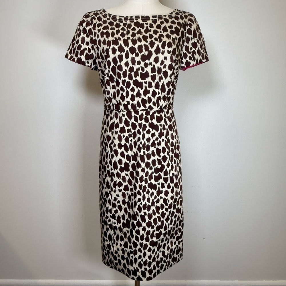 New! J. Crew Brown Giraffe Print V-Back Cotton Dress Women’s Size 6P